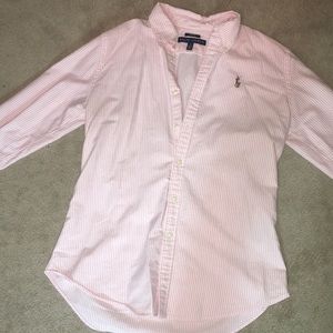 Pink Pinstriped Ralph Lauren Polo Button Up